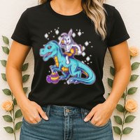 Funny Easter Bunny Riding T-Rex Womens T-Shirt