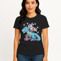 Funny Easter Bunny Riding T-Rex Womens T-Shirt