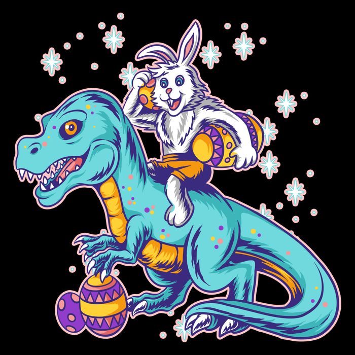 Funny Easter Bunny Riding T-Rex Womens T-Shirt