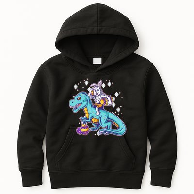 Funny Easter Bunny Riding T-Rex Kids Hoodie