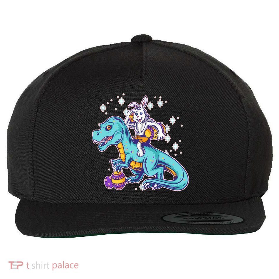 Funny Easter Bunny Riding T-Rex Wool Snapback Cap