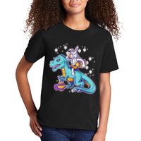 Funny Easter Bunny Riding T-Rex Kids T-Shirt