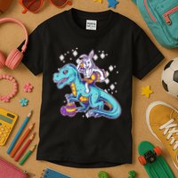 Funny Easter Bunny Riding T-Rex Kids T-Shirt
