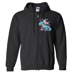 Funny Easter Bunny Riding T-Rex Full Zip Hoodie