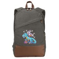 Funny Easter Bunny Riding T-Rex Cotton Canvas Backpack