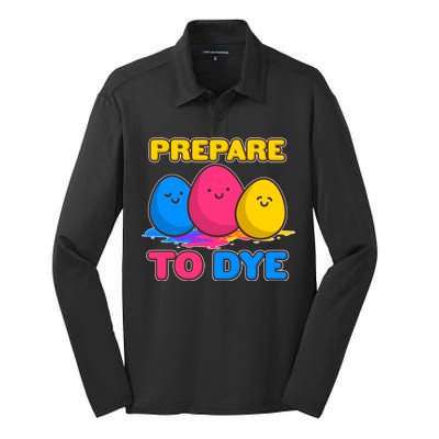 Funny Easter Prepare To Dye Silk Touch Performance Long Sleeve Polo