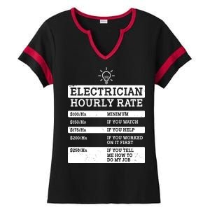 Funny Electrician Hourly Rate List Ladies Halftime Notch Neck Tee