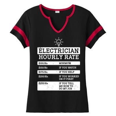 Funny Electrician Hourly Rate List Ladies Halftime Notch Neck Tee