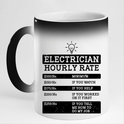 Funny Electrician Hourly Rate List 11oz Black Color Changing Mug