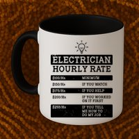 Funny Electrician Hourly Rate List Mug