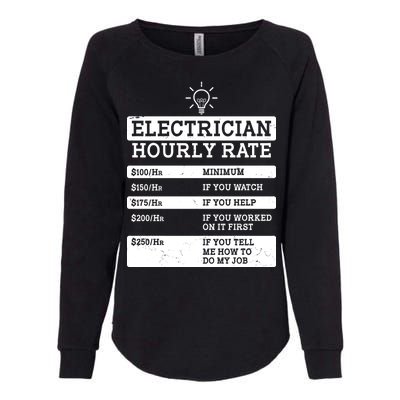 Funny Electrician Hourly Rate List Womens California Wash Sweatshirt