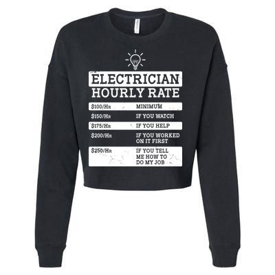 Funny Electrician Hourly Rate List Cropped Pullover Crew