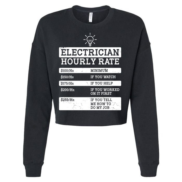 Funny Electrician Hourly Rate List Cropped Pullover Crew