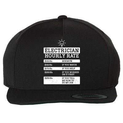 Funny Electrician Hourly Rate List Wool Snapback Cap