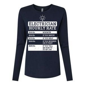 Funny Electrician Hourly Rate List Womens Cotton Relaxed Long Sleeve T-Shirt