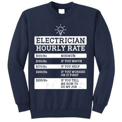 Funny Electrician Hourly Rate List Sweatshirt