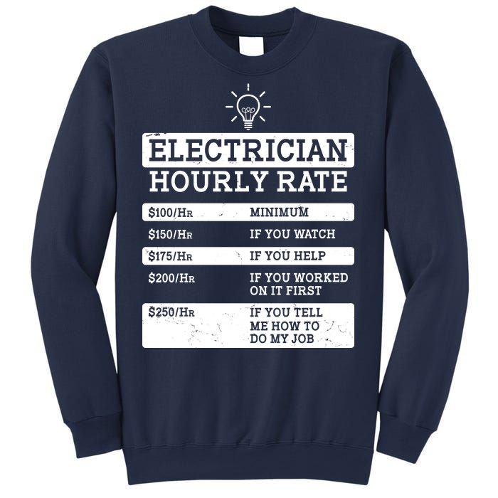 Funny Electrician Hourly Rate List Sweatshirt