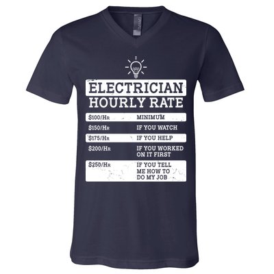 Funny Electrician Hourly Rate List V-Neck T-Shirt