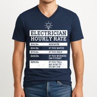 Funny Electrician Hourly Rate List V-Neck T-Shirt