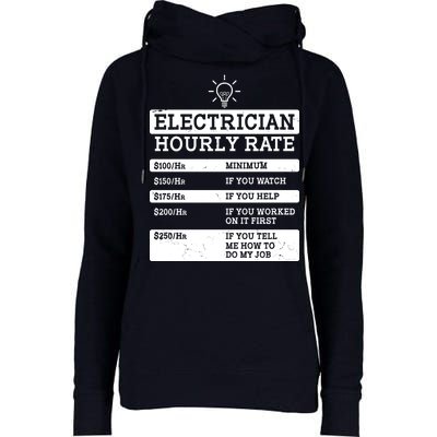 Funny Electrician Hourly Rate List Womens Funnel Neck Pullover Hood