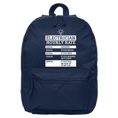Funny Electrician Hourly Rate List 16 in Basic Backpack