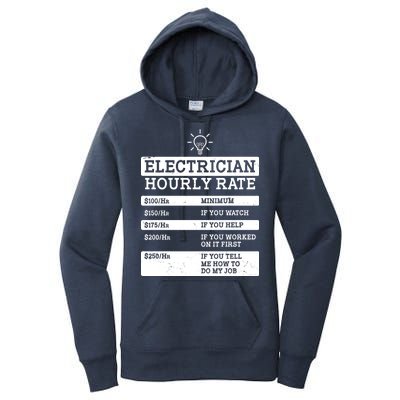 Funny Electrician Hourly Rate List Women's Pullover Hoodie