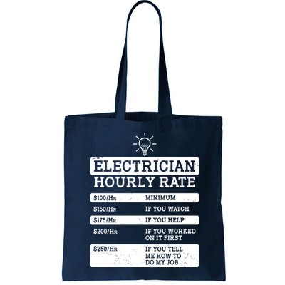 Funny Electrician Hourly Rate List Bag