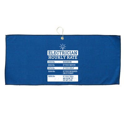 Funny Electrician Hourly Rate List Large Microfiber Waffle Golf Towel