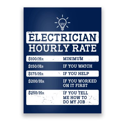 Funny Electrician Hourly Rate List Poster