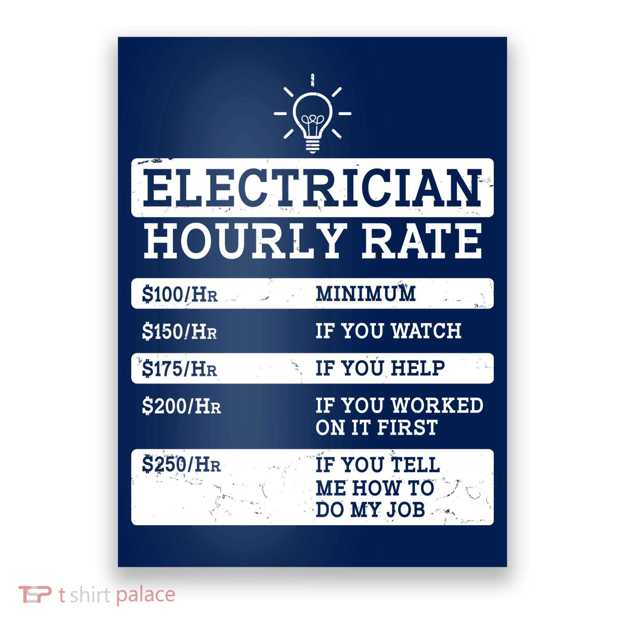 Funny Electrician Hourly Rate List Poster