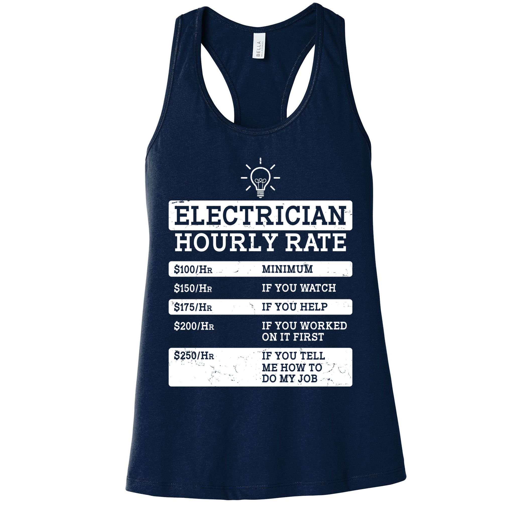 Funny Electrician Hourly Rate List Womens Tank Top