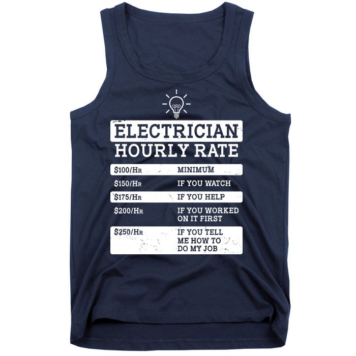 Funny Electrician Hourly Rate List Tank Top