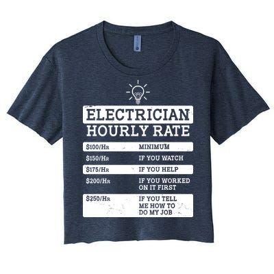 Funny Electrician Hourly Rate List Women's Crop Top Tee