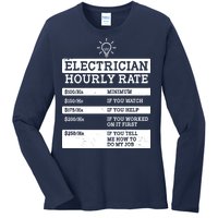 Funny Electrician Hourly Rate List Ladies Long Sleeve Shirt