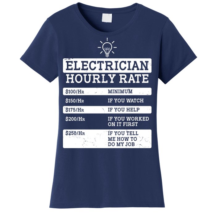 Funny Electrician Hourly Rate List Women's T-Shirt