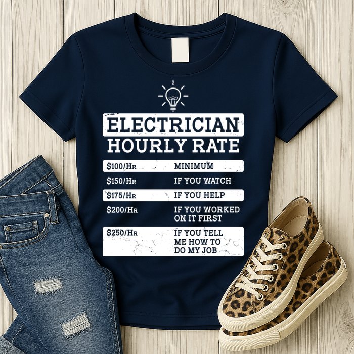 Funny Electrician Hourly Rate List Womens T-Shirt