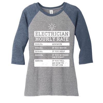 Funny Electrician Hourly Rate List Women's Tri-Blend 3/4-Sleeve Raglan Shirt