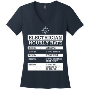 Funny Electrician Hourly Rate List Women's V-Neck T-Shirt