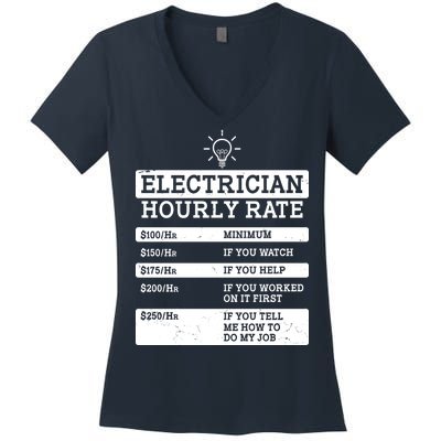 Funny Electrician Hourly Rate List Women's V-Neck T-Shirt