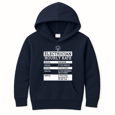 Funny Electrician Hourly Rate List Kids Hoodie