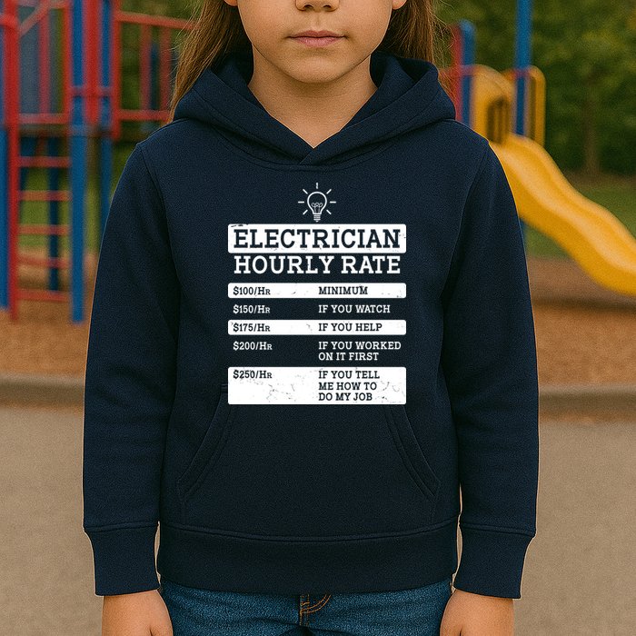Funny Electrician Hourly Rate List Kids Hoodie
