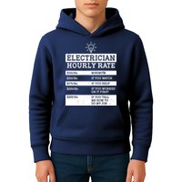 Funny Electrician Hourly Rate List Kids Hoodie