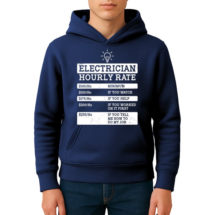 Funny Electrician Hourly Rate List Kids Hoodie