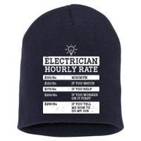 Funny Electrician Hourly Rate List Short Acrylic Beanie