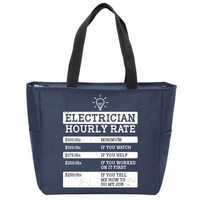 Funny Electrician Hourly Rate List Zip Tote Bag
