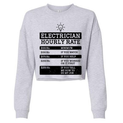 Funny Electrician Hourly Rate List Cropped Pullover Crew