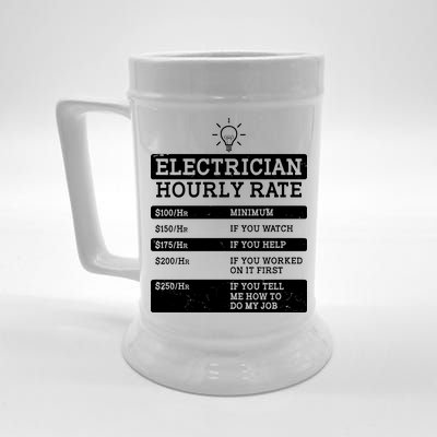 Funny Electrician Hourly Rate List Beer Stein