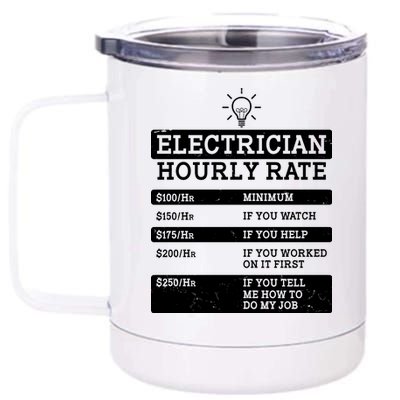 Funny Electrician Hourly Rate List 12 oz Stainless Steel Tumbler Cup