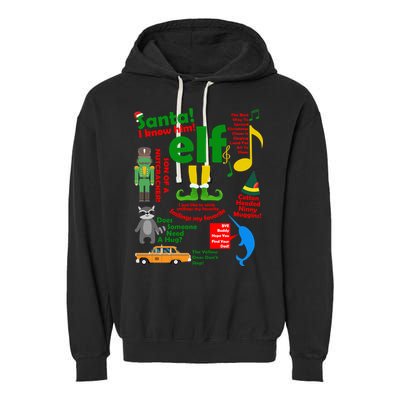Funny Elf Santa Knows Him Christmas Garment-Dyed Fleece Hoodie