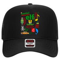 Funny Elf Santa Knows Him Christmas High Crown Mesh Back Trucker Hat